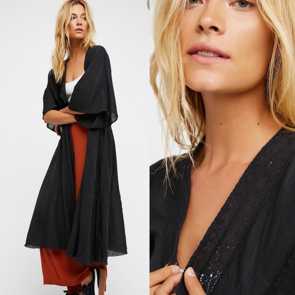 FREE PEOPLE Curved Cotton Gauze Duster Kimono - Picture 5 of 5